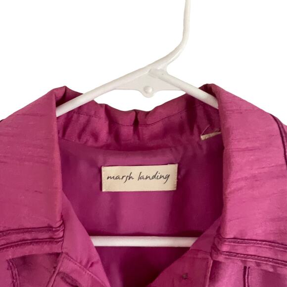 Marsh Landing Size M Pink‎ Embroidered Floral Shacket Top - Picture 5 of 7